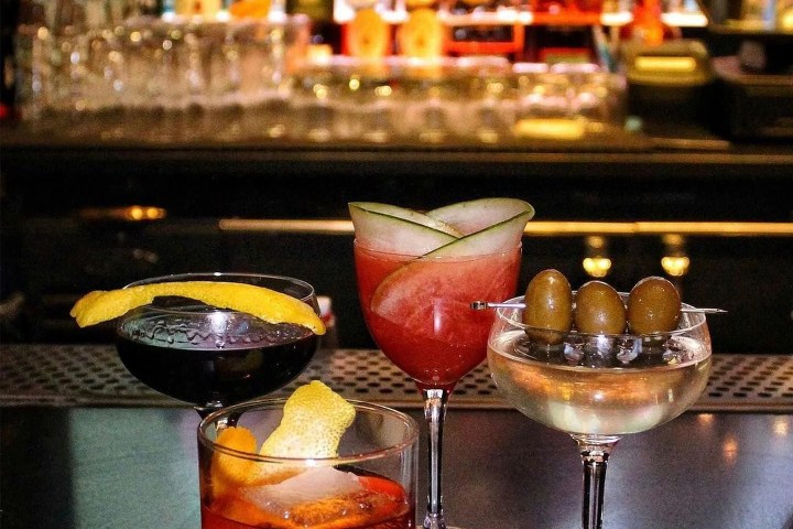 speakeasy cocktails on bar