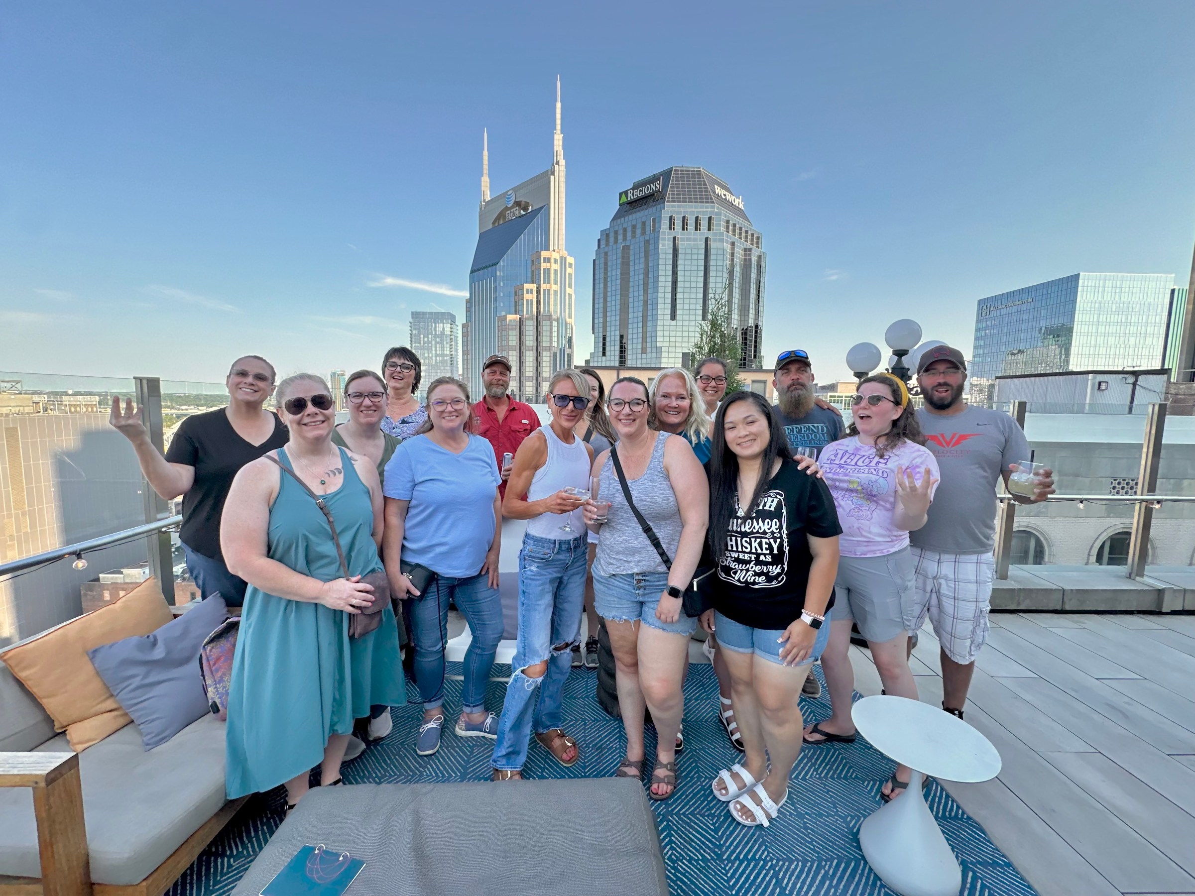 a group of people posing for the camera