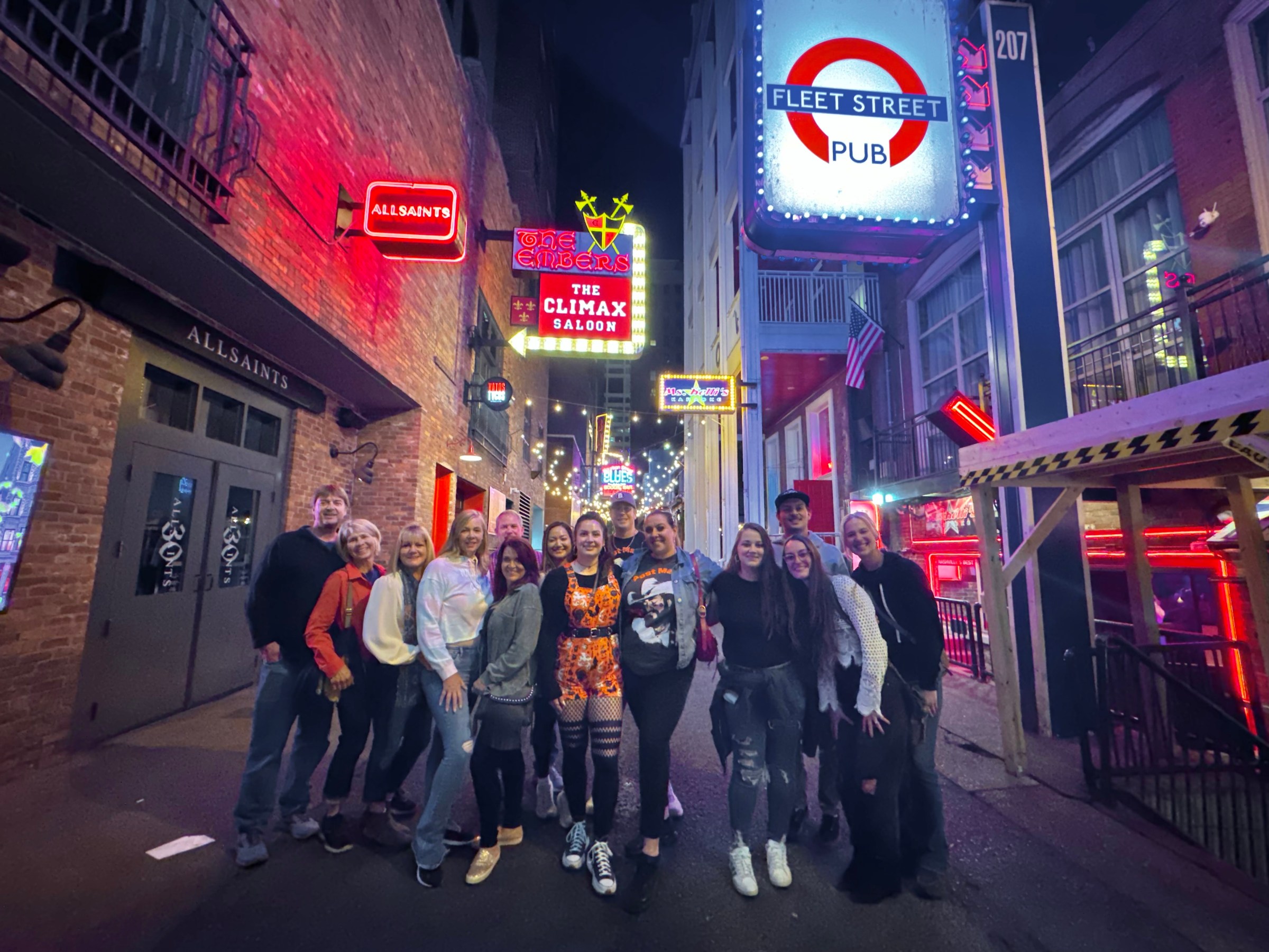 a group of people at printers alley