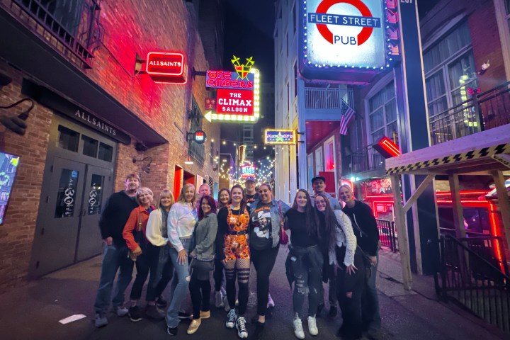 a group of people at printers alley