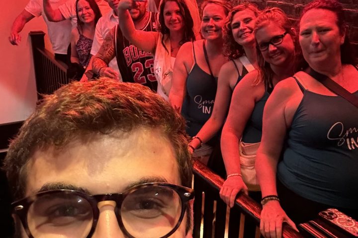 a group of people posing for the camera